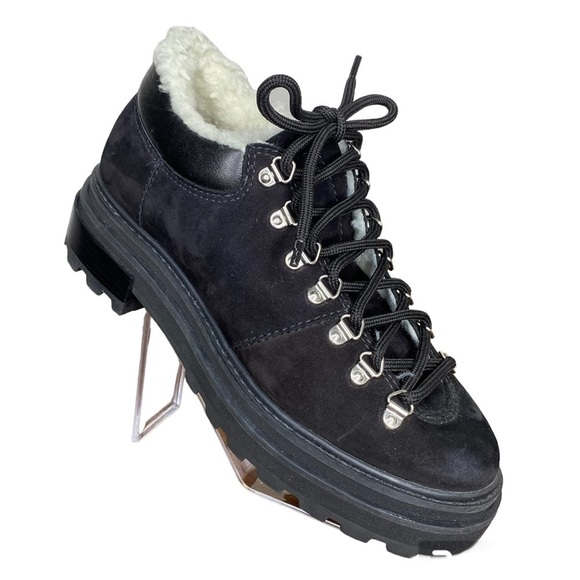Shultz Lucille Black Suede Hiking Boot Size 8